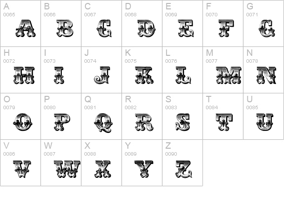 Romantiques uppercase A-Z preview
