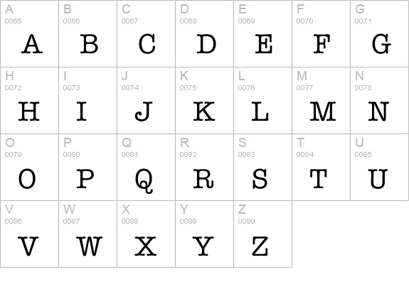 Romtypewriter uppercase A-Z preview