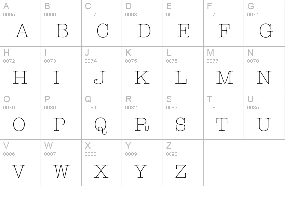 RomtypewriterLight uppercase A-Z preview