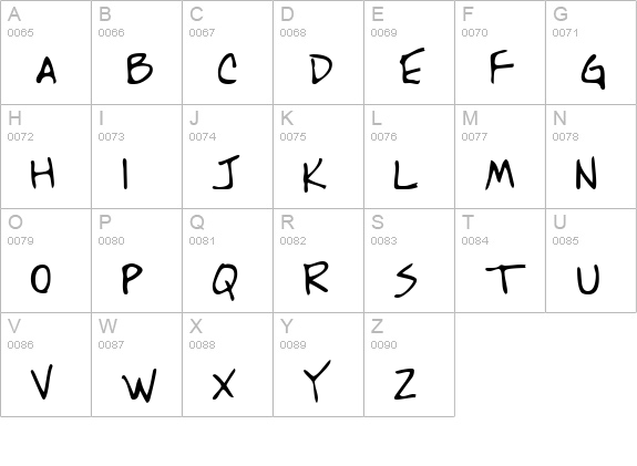 RonaldsHand Regular uppercase A-Z preview