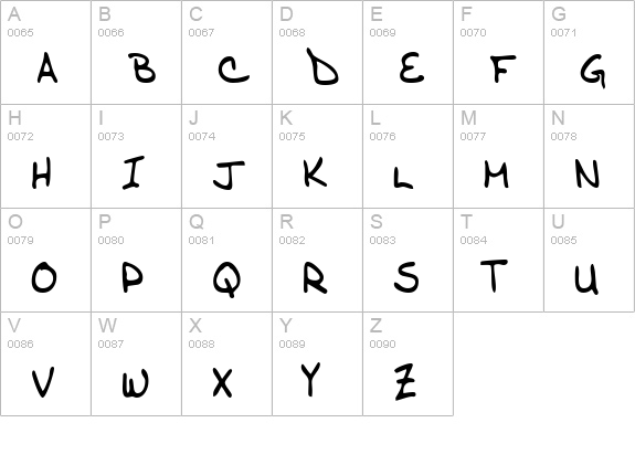 RonniesHand Regular uppercase A-Z preview