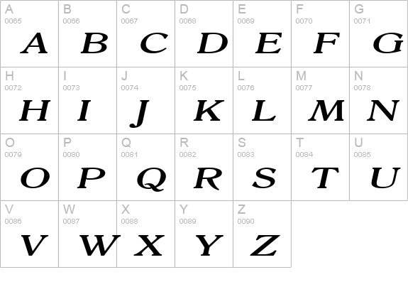 Roomy Extended BoldItalic uppercase A-Z preview