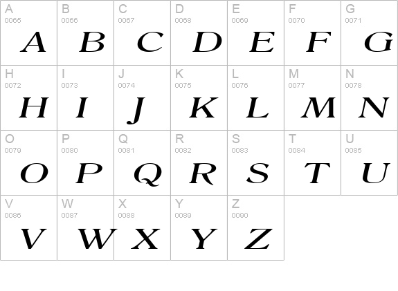 Roomy Extended Italic uppercase A-Z preview