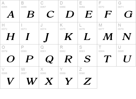 Roomy Wide BoldItalic uppercase A-Z preview