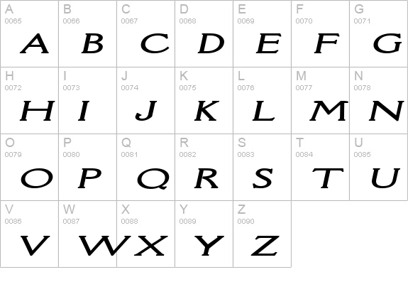 Rory Extended BoldItalic uppercase A-Z preview