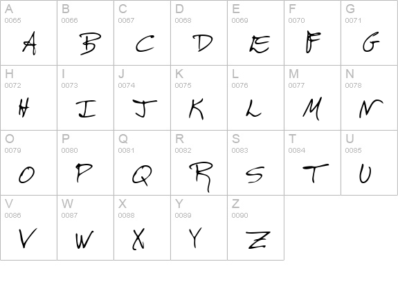 RoscoesHand Regular uppercase A-Z preview