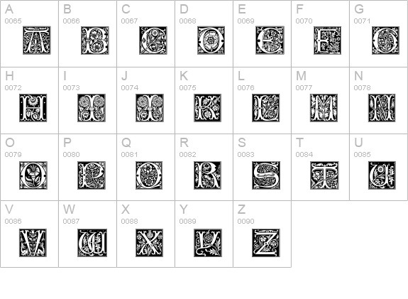Rose Caps uppercase A-Z preview