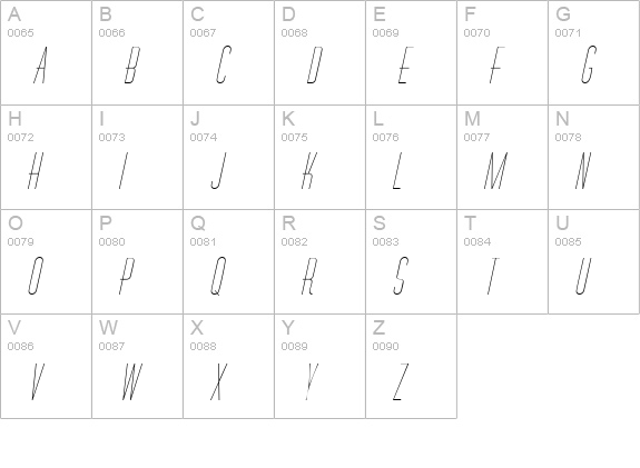 RoselleCapsSSK Italic uppercase A-Z preview