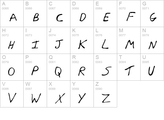 RossysHand Regular uppercase A-Z preview