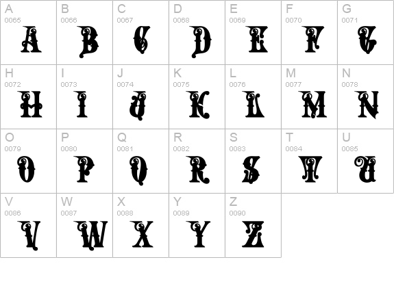 Rough Riders Fill uppercase A-Z preview
