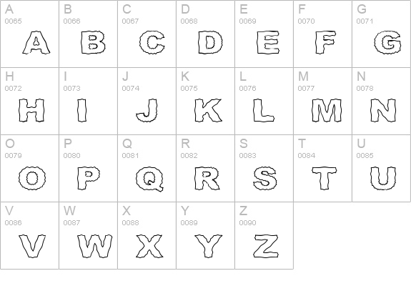 Roughhewn Outline uppercase A-Z preview