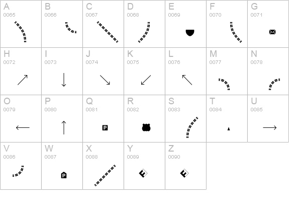 Routes B Four uppercase A-Z preview