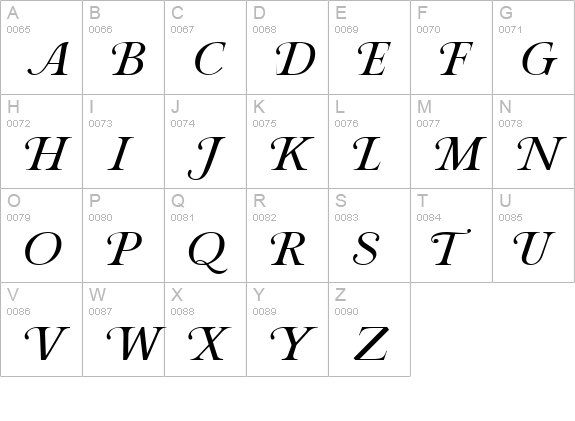 Roxanne uppercase A-Z preview