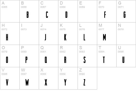 RRRaleighGothicCondExBld uppercase A-Z preview