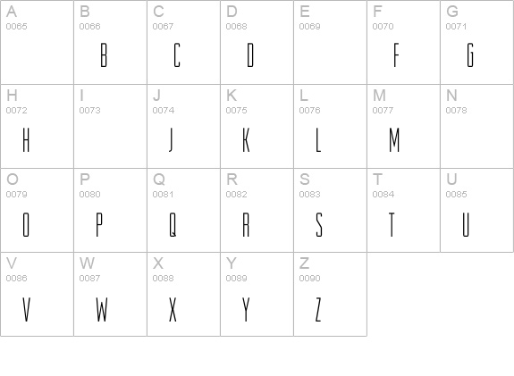 RRRaleighGothicCondLight uppercase A-Z preview
