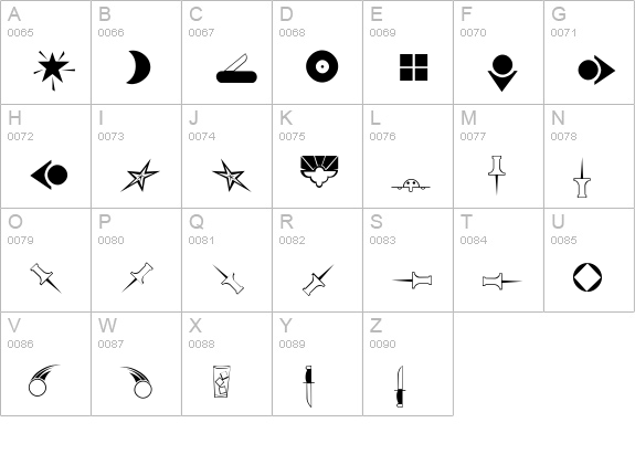RSBillsDingbats uppercase A-Z preview