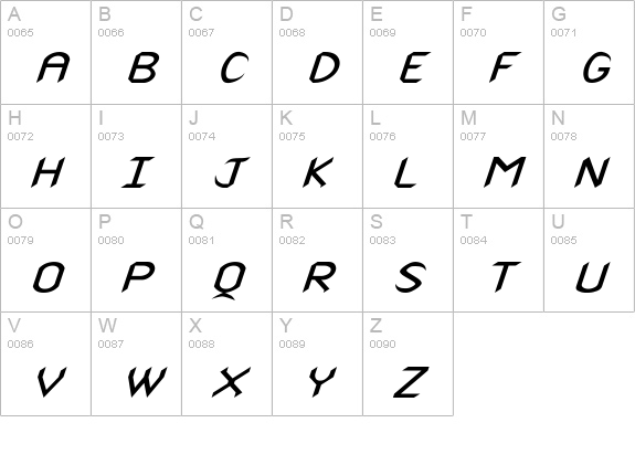 Rscanaith Wd Italic uppercase A-Z preview