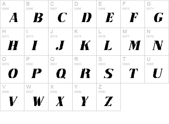 Rubber Stamp Italic uppercase A-Z preview
