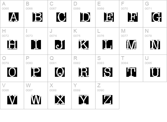 Rubberstamp uppercase A-Z preview