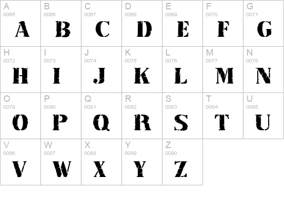 RubberStamp Normal uppercase A-Z preview