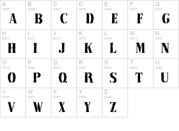 RubberStampCondensed Normal uppercase A-Z preview