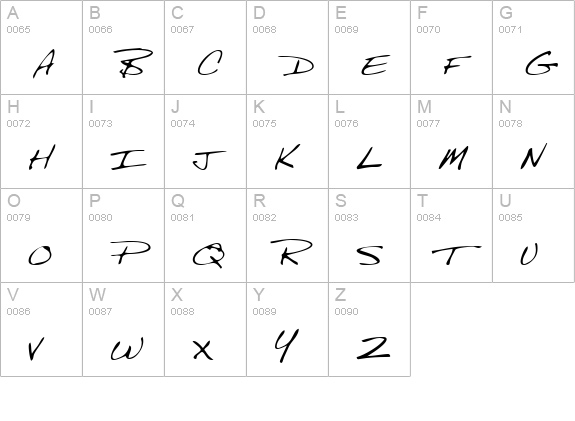 RubysHand Regular uppercase A-Z preview