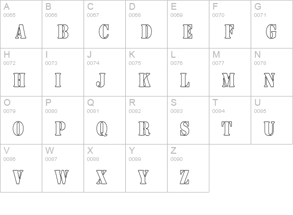 Rudy Hollow Thin uppercase A-Z preview