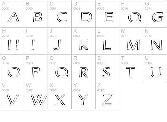 Ruffian Outline uppercase A-Z preview