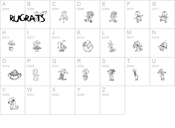 RugBats uppercase A-Z preview