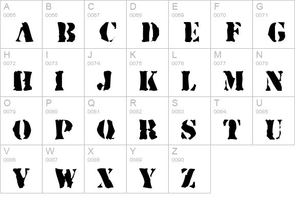Rugged Stencil uppercase A-Z preview