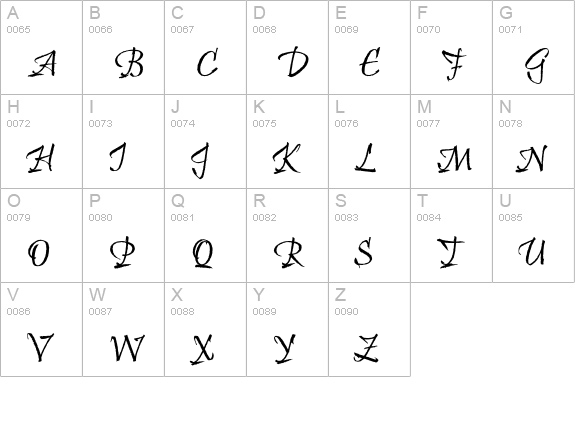 Ruling Script Two uppercase A-Z preview