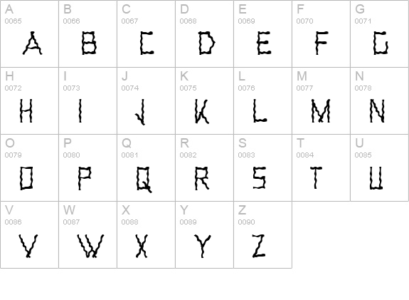 Rumpled uppercase A-Z preview