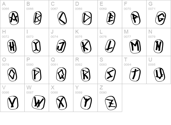 Runez of Omega Three uppercase A-Z preview