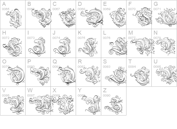 Ruritania-Outline uppercase A-Z preview