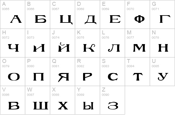 RuskaSCapsSSK uppercase A-Z preview