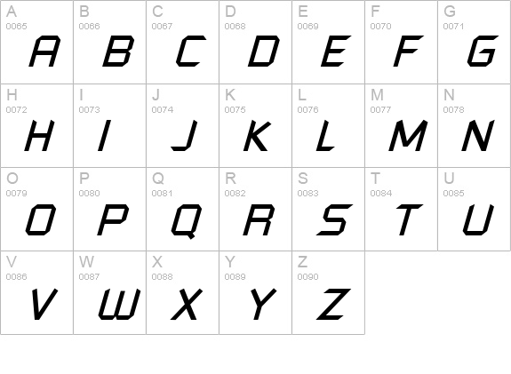 Russell Italic uppercase A-Z preview