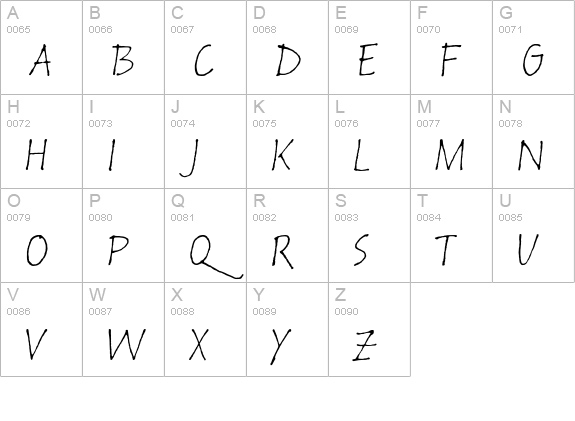Russell Oblique Informal uppercase A-Z preview