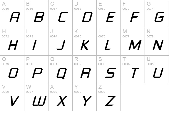 RussellSquareItalic uppercase A-Z preview