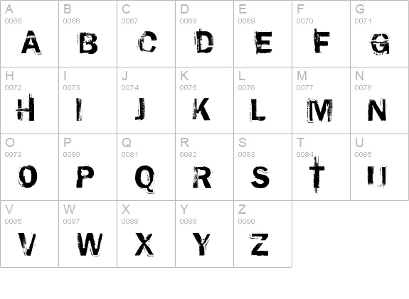 rusted plastic uppercase A-Z preview