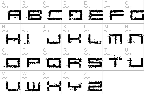 Rusting Robotica uppercase A-Z preview