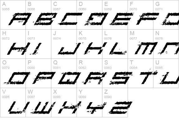 Rusting Robotica Italic uppercase A-Z preview