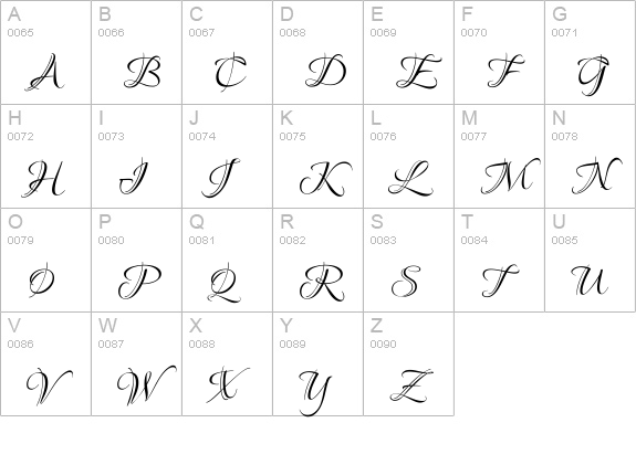 Ruthie uppercase A-Z preview