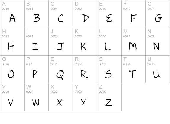 RyansHand Regular uppercase A-Z preview