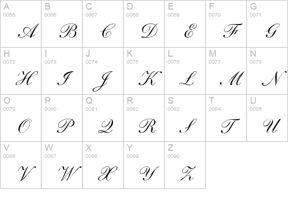 S721-Script-One-Regular uppercase A-Z preview