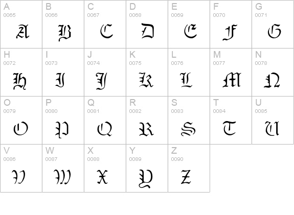 SabbathBlackRegular uppercase A-Z preview