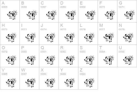 Sacred Cow uppercase A-Z preview