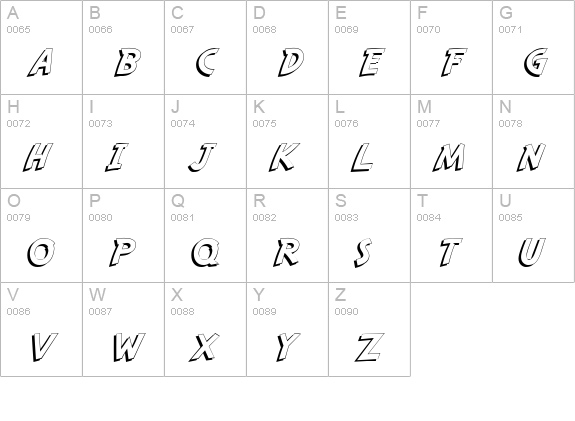 SafariShadow uppercase A-Z preview