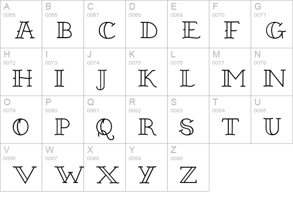 Sailor Gothic-Open uppercase A-Z preview