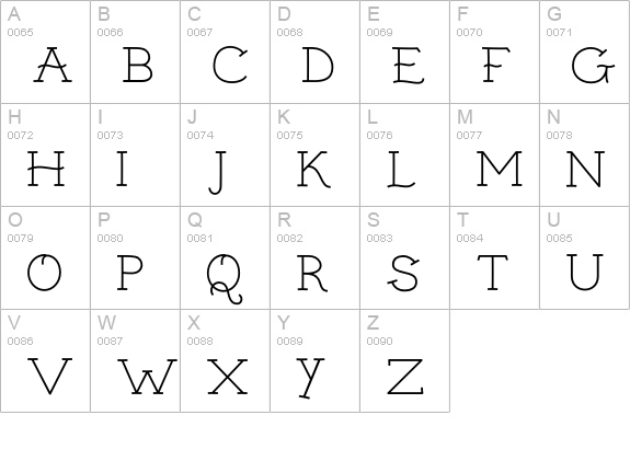 Sailor Gothic-Regular uppercase A-Z preview