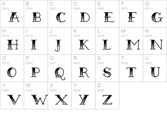 Sailor Gothic-Shaded uppercase A-Z preview